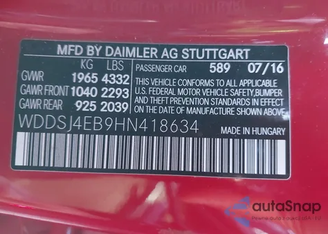 2017 Mercedes-Benz Cla 250 from USA, damaged, VIN WDDSJ4EB9HN418634